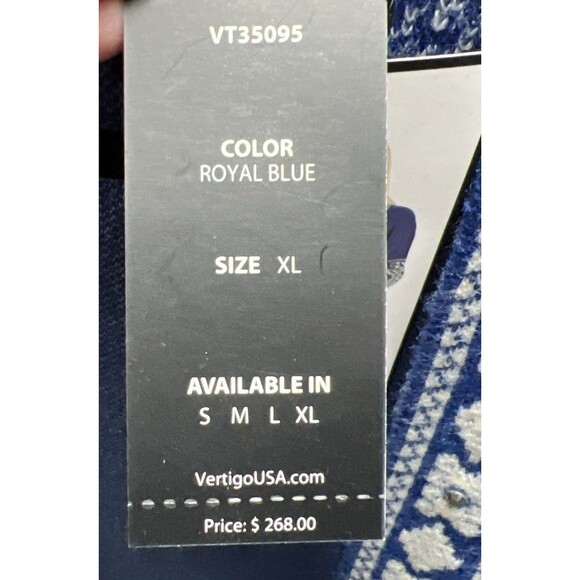 Vertigo Paris Size XL Blue White Diamond Women's Long Cardigan NWT  $268.00 - Picture 7 of 9